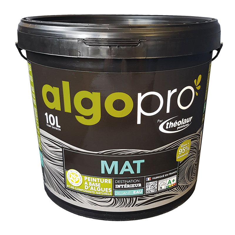 Peinture naturelle bio-sourcée à base d’huile végétale et d’algues pour murs et plafonds : Algo Pro mat (10L)
