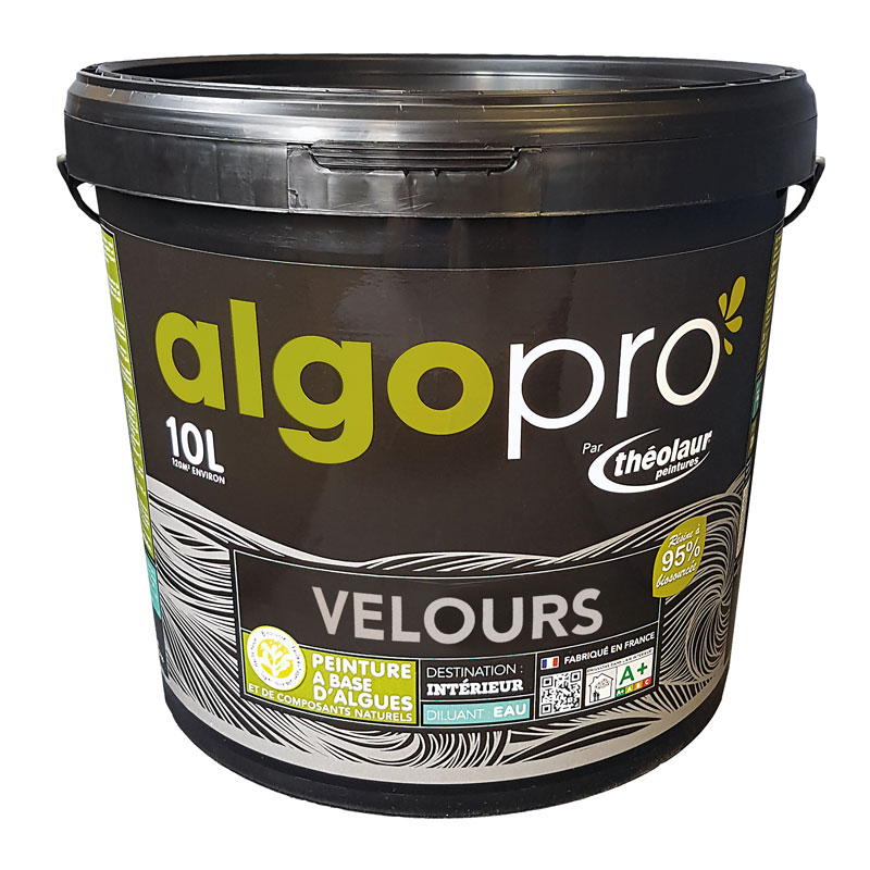 Peinture naturelle bio-sourcée à base d’huile végétale et d’algues idéale pour les murs : Algo Pro velours (10L)