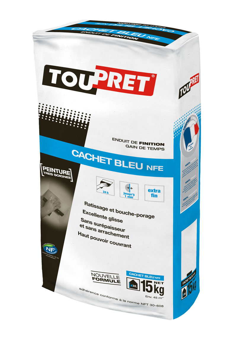 Enduit de finition et lissage Cachet Bleu NFE Toupret (15kg) : lissez vos murs avant une finition peinture très soignée