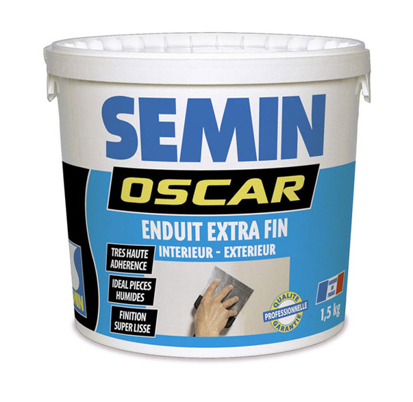 Enduit de lissage et finition en pâte extra fin OSCAR Semin (1,5kg) - Particulièrement adapté aux pièces humides