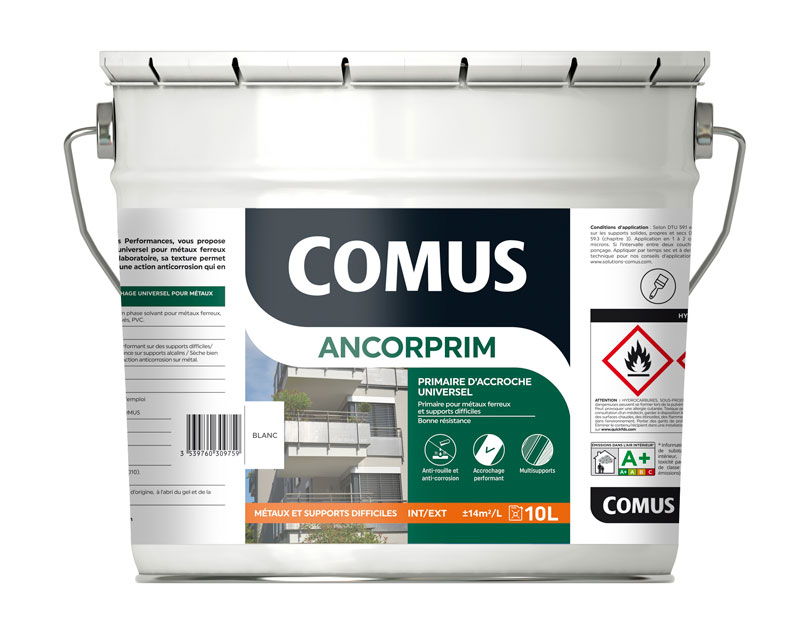 Ancorprim Comus (10L) : Primaire d'accrochage universel pour métaux et supports spéciaux (pvc, verre, carrelage...)