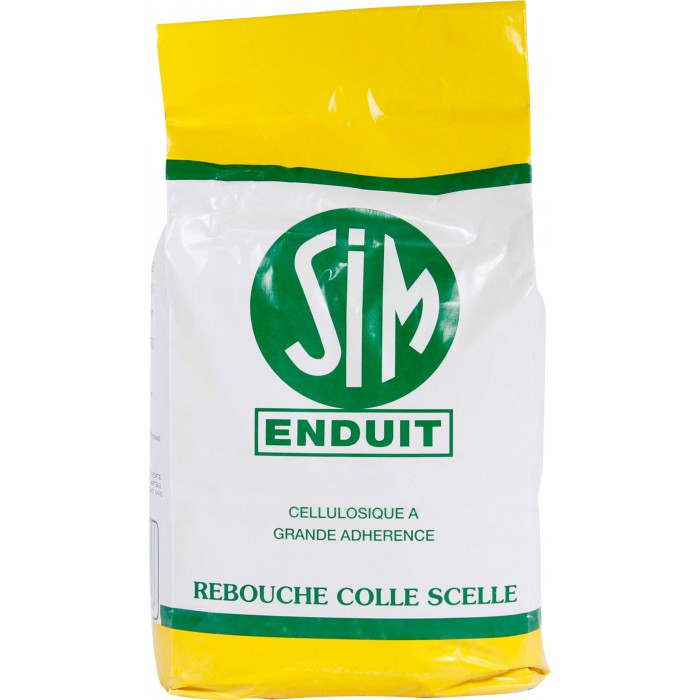 Enduit cellulosique grande adhérence qui rebouche, colle et scelle : SIM enduit (5kg)