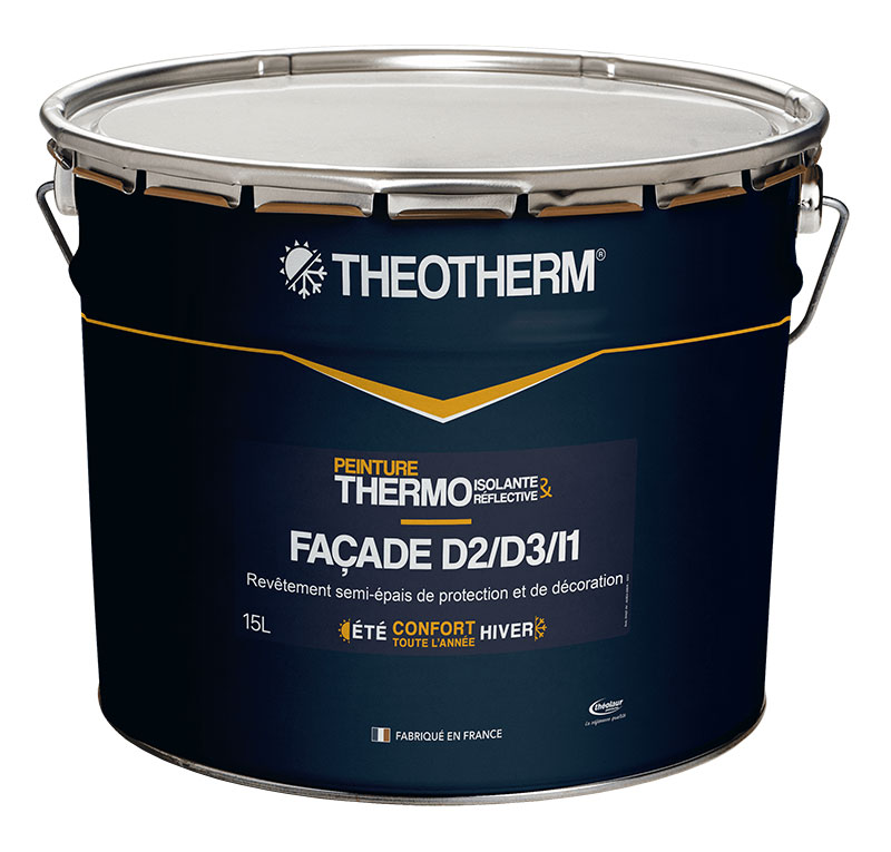 Peinture isolante thermique de ravalement façades semi-épais souple D3/i1 : Theotherm Extérieur (15L)