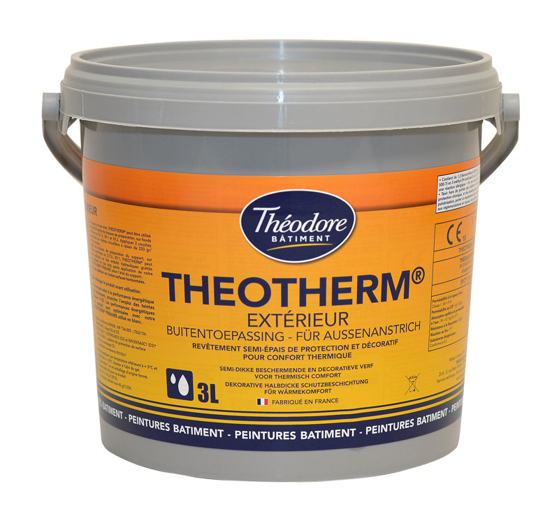 Peinture isolante thermique de ravalement façades semi-épais souple D3/i1 : Theotherm Extérieur (3L)