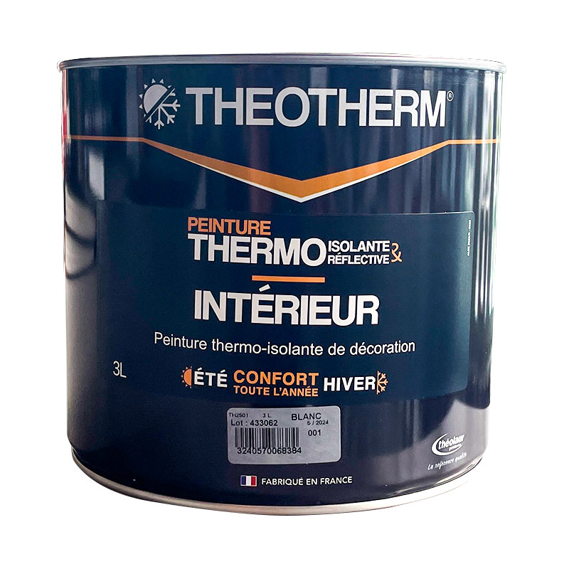 Peinture isolante thermique intérieure finition velours pour murs et plafonds : Theotherm Intérieur (3L)