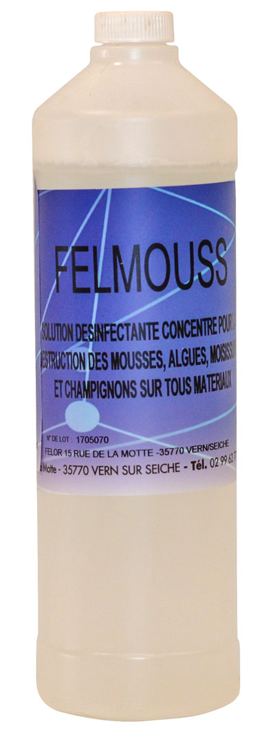 Felmouss (5L ou 20L) : nettoyant désinfectant concentré pour l'élimination des salissures végétales sur façades, murs et toits
