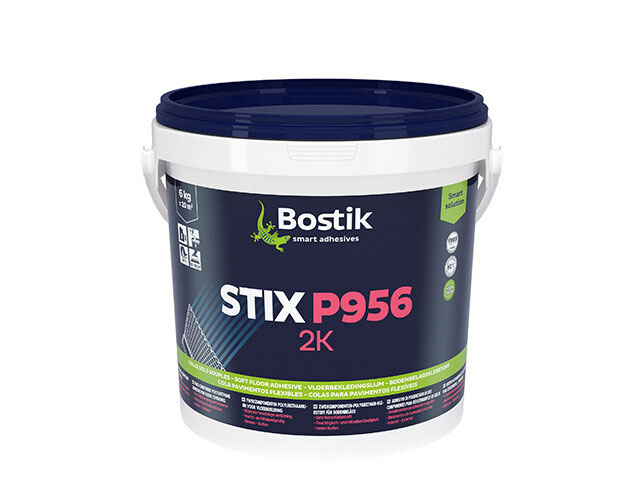 Bostik STIX P956 2K (ex PU 456) (6kg) : Colle polyuréthanne 2 composants pour sols souples ou rigides, parquets, gazon synthétique... en intérieur ou extérieur