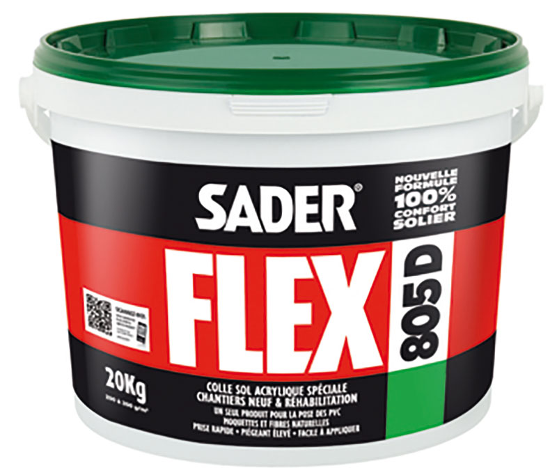 Saderflex 805 D (6kg ou 20kg) : Colle acrylique rapide et polyvalente pour revêtements sols et murs
