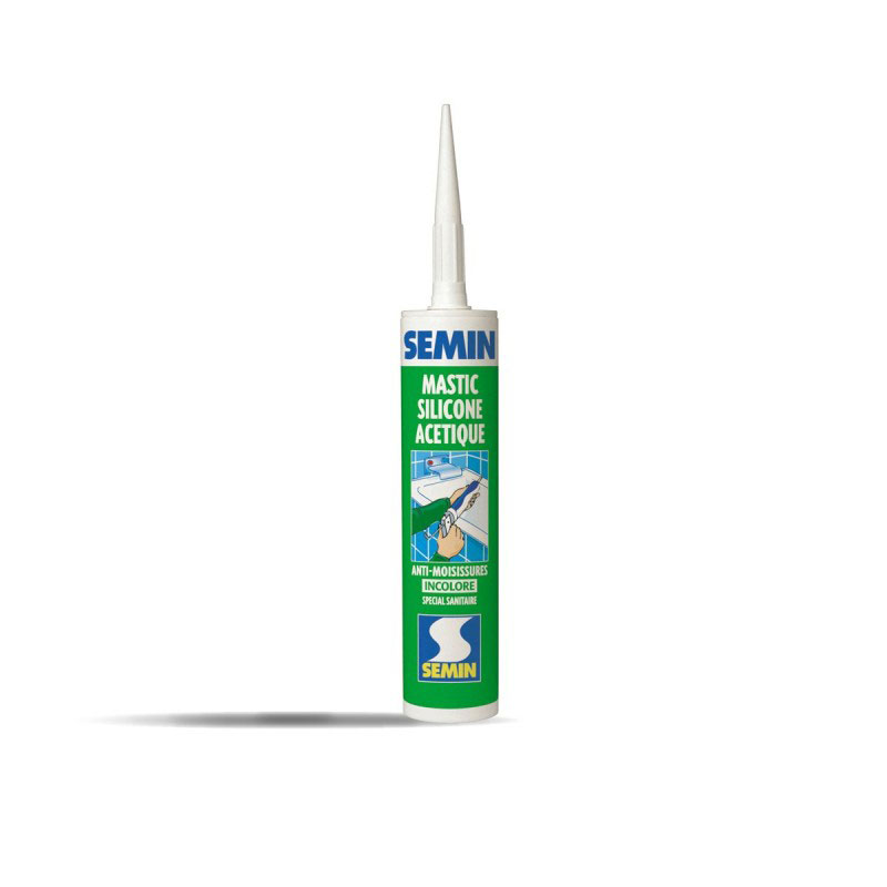Mastic silicone acétique blanc anti-moisissures spécial sanitaires Semin cartouche (310ml)
