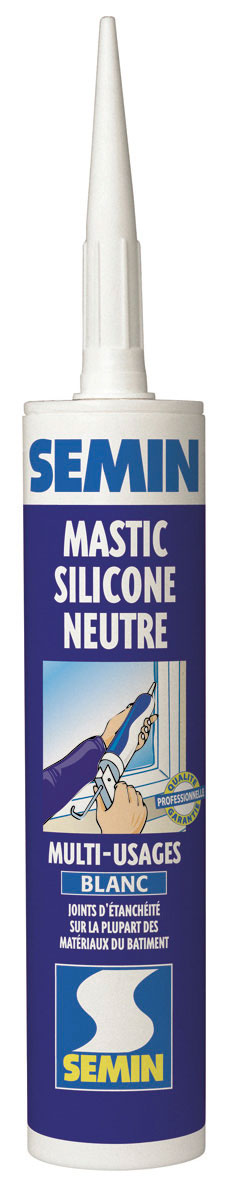 Mastic silicone neutre blanc multi-usages intérieur et extérieur Semin cartouche (310ml)