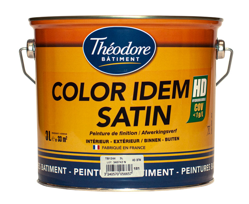 Peinture satinée lessivable pour murs chambre enfant, sous-sol...  Excellent rapport qualité prix : Color Idem Satin HD (3L)