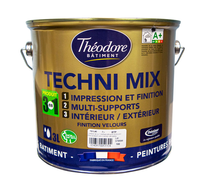 Technimix (3L) peinture polyvalente 3 en 1 : multisupports, sous-couche et finition, isolante