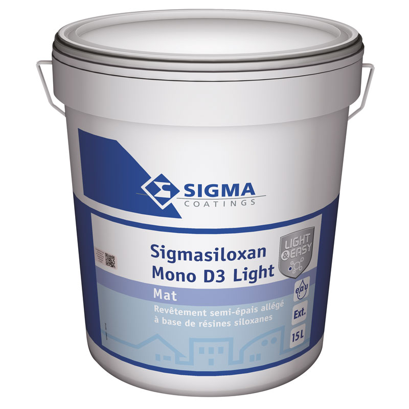 Peinture revêtement semi-épais (RSE) allégé à base de résines siloxanes, Sigmasiloxan Mono D3 Light (15L) - Allégé, il facilite les travaux