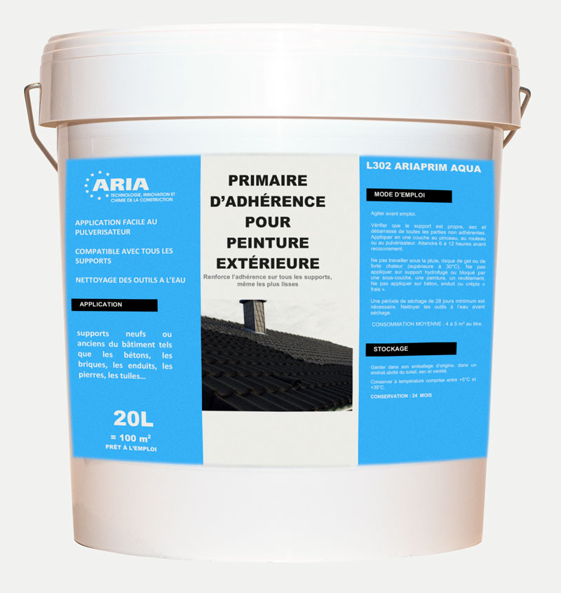 Primaire d'adhérence Ariaprim Aqua L302 : renforce l'accroche des peintures toitures et peintures extérieures