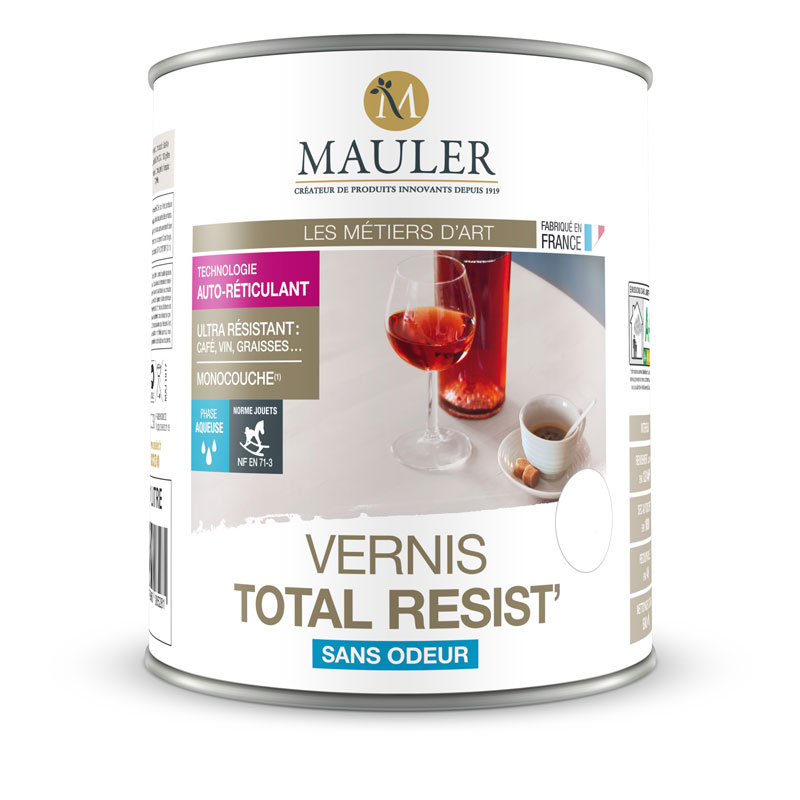 Vernis Mauler Total Resist aspect mat : spécialement formulé pour apporter une résistance totale et durable aux taches de café, vin, alcool, eau et graisse