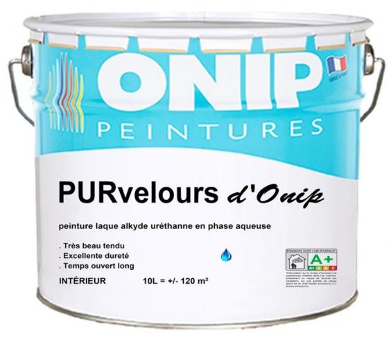 Peinture laque alkyde polyuréthane de finition velours, PURvelours d'ONIP (1L et 3L) - Intérieur