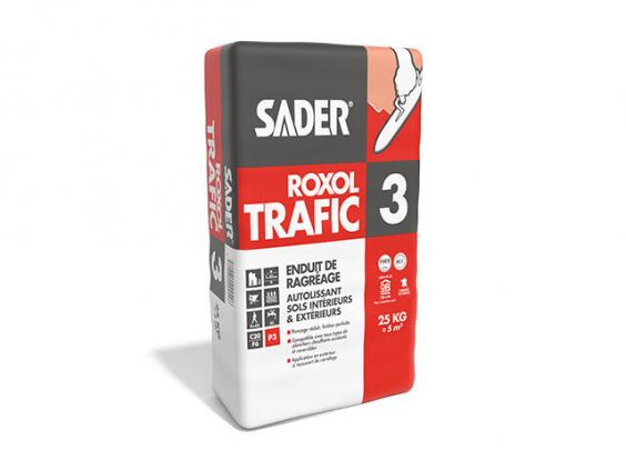 Sader Roxol Trafic 3 (25kg) : enduit de ragréage autolissant pour sols intérieurs et extérieurs