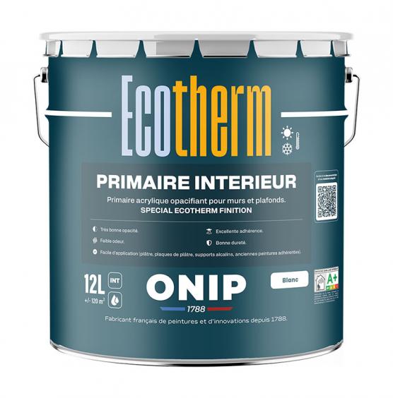 ONIP Primaire Ecotherm (12L) : impression opacifiante murs et plafonds avant peinture régulation thermique Ecotherm