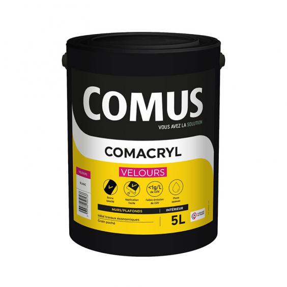 Peinture décorative acrylique velours pour travaux courants : Comus Comacryl  (5L) - Idéale pour les murs de toute la maison