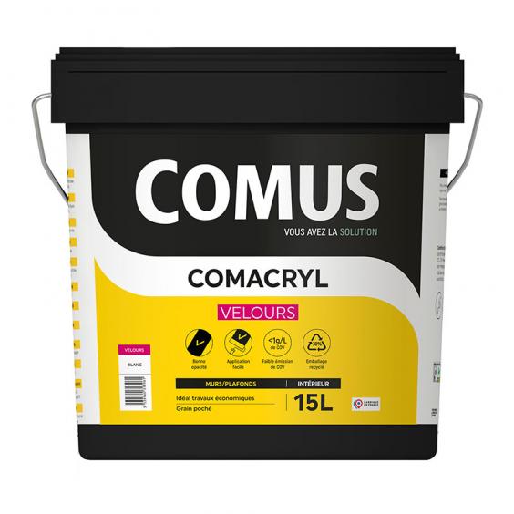 Peinture décorative acrylique velours pour travaux courants : Comus Comacryl (15L) - Idéale pour les murs de toute la maison