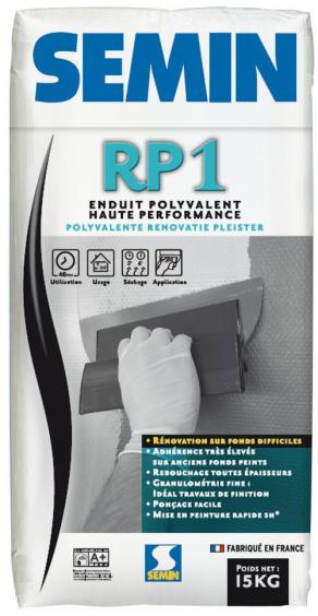 Enduit polyvalent intérieur haute performance Semin RP1 : adhérence très élevée, mise en peinture rapide, permet tous travaux