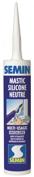 Mastic silicone neutre incolore multi-usages intérieur et extérieur Semin cartouche (310ml)