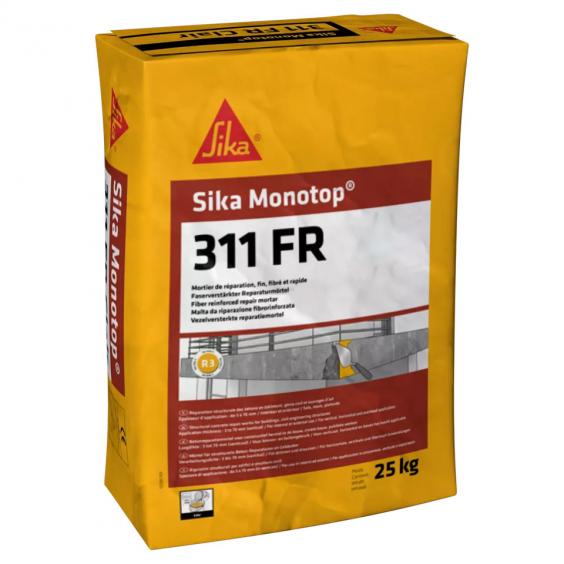 Mortier de réparation fin, fibré et rapide : Sika MonoTop 311 FR (25kg)