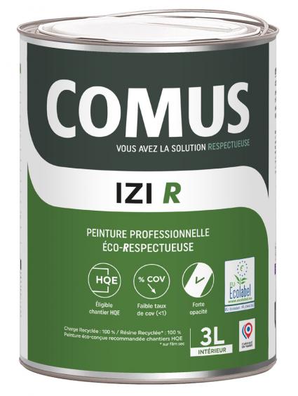 Comus IZI R mat (3L) : peinture professionnelle eco-respectueuse formulée à partir de matières premières recyclées pour murs, plafonds, boiseries