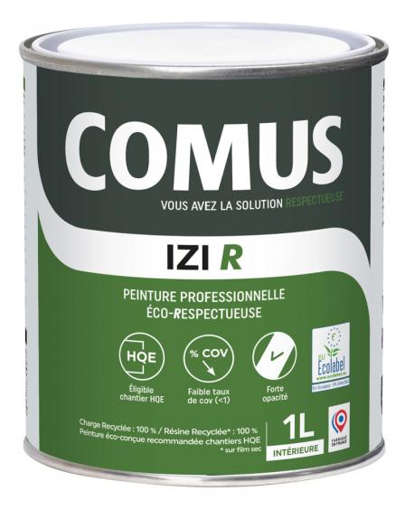 Comus IZI R velours (1L) : peinture murale professionnelle eco-respectueuse formulée à partir de matières premières recyclées