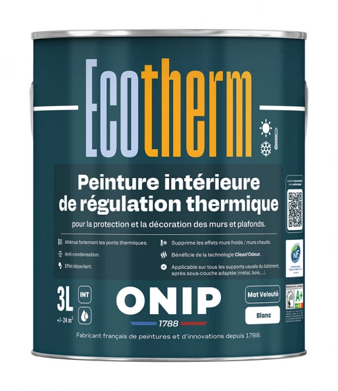 ONIP Ecotherm Intérieur (3L) : peinture de régulation thermique pour la protection et la décoration des murs et plafonds intérieurs