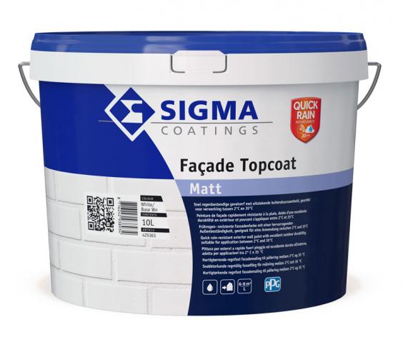 Peinture de ravalement de façade acrylique film mince classe D2 : Sigma TOPCOAT (10L) - Applicable même par temps humide et basses températures !