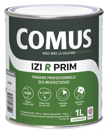 Comus IZI R PRIM (1L) : sous-couche d'impression professionnelle eco-respectueuse formulée à partir de matières premières recyclées