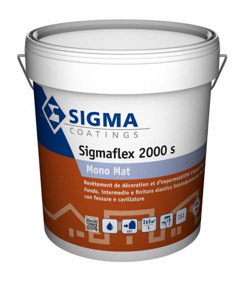 Revêtement de décoration et d’imperméabilité d’aspect mat lisse D3/I4 Sigmaflex 2000S Mono Mat pour façades à rénover (15L)