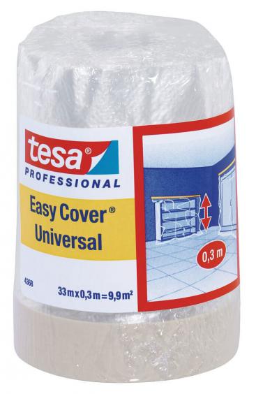 Tesa Easy Cover Universal 4368 2 en 1 : adhésif de masquage avec film de protection polyéthylène 10µ intégré - Différentes tailles