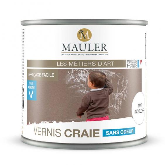 Vernis craie transparent sans odeur Mauler (0,5L) : transforme portes ou murs peints en tableaux pour craies