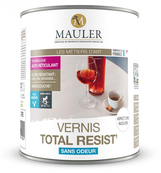 Vernis Mauler Total Resist (0,5L) : spécialement formulé pour apporter une résistance totale et durable aux taches de café, vin, alcool et graisse